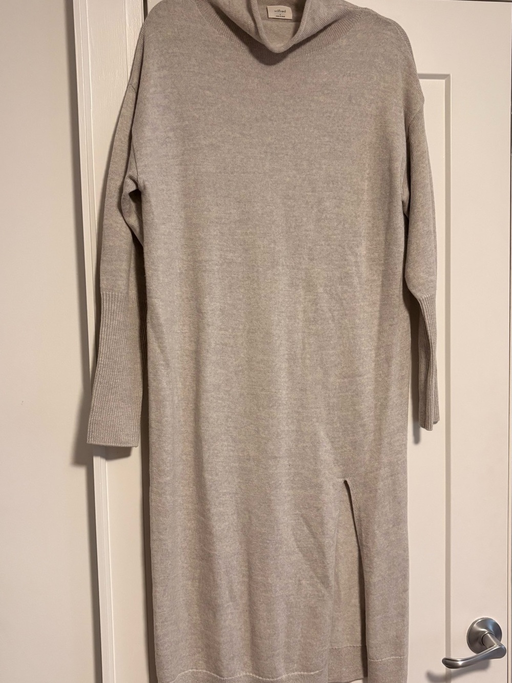 Wilfred Soft Light Gray Knit Sweater Dress with Slit - S